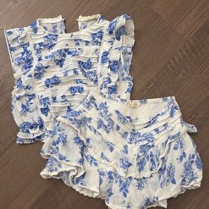 The Vintage Shop Blue Floral Ruffle Ensemble